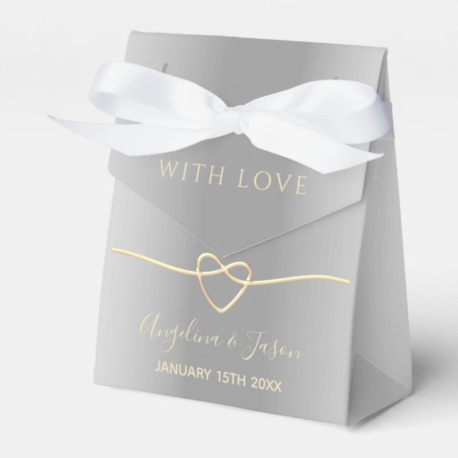 Elegant Grey Wedding Favor Box (Front Side)