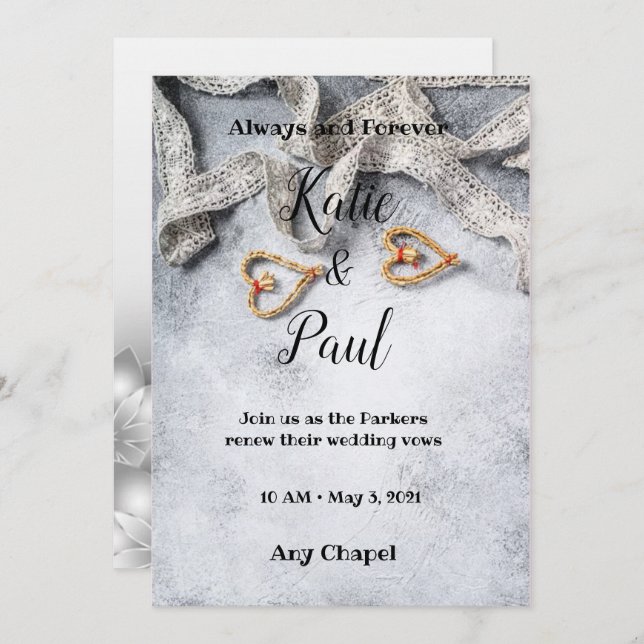 Elegant Grey Wedding invitation (Front/Back)