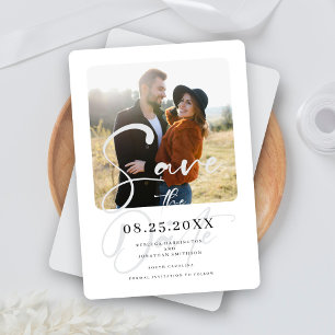 Elegant Grey Wedding Photo Save The Date