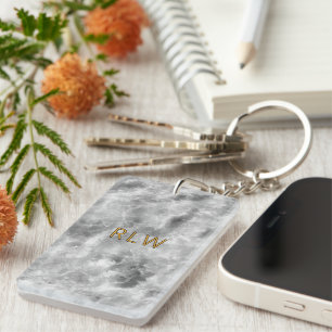 Elegant Grey White Carrera Marble Pattern Keychain