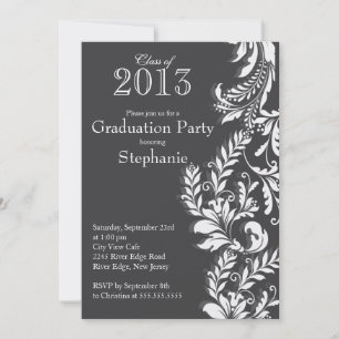 Elegant Grey White Class of 2013 Graduation Party Invitation