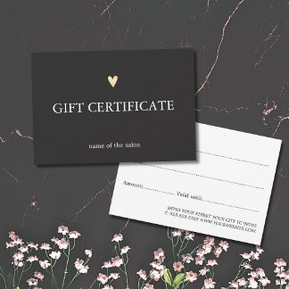Elegant Grey White Faux Gold Heart Beauty Salon