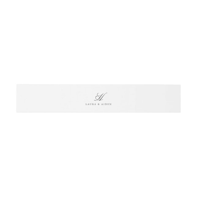 Elegant Grey White Monogram Belly Band Invitation Belly Band (Flat)