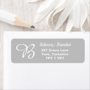 Elegant Grey & White Nom Monogram Adresse de retou