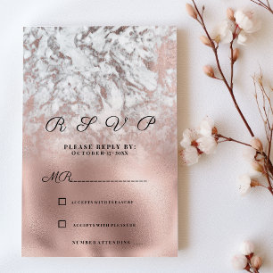 Elegant grey white rose gold marble RSVP Invitation