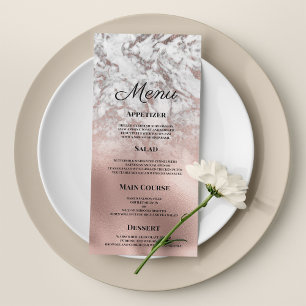 Elegant grey white rose gold marble Wedding Menu