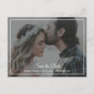 Elegant Grey & White Save The Date Photo Postcard
