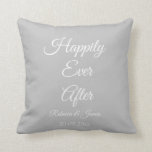 Elegant Grey & White Wedding Happily Ever After Throw Pillow<br><div class="desc">Elegant Grey & White Wedding Happily Ever After Throw Pillow</div>