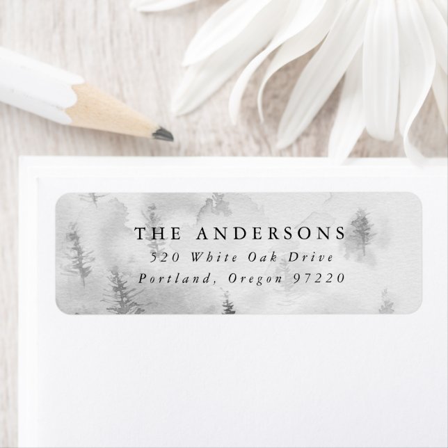 Elegant Grey Winter Forest Return Address (Insitu)