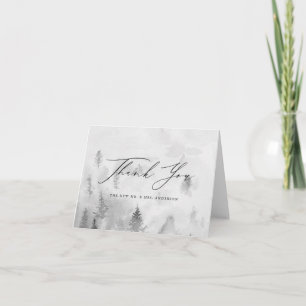 Elegant Grey Winter Forest Wedding Thank You Card