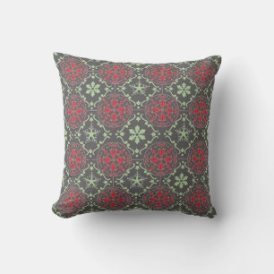 Elegant Grey Winter Nordic Snowflake Pattern Throw Pillow