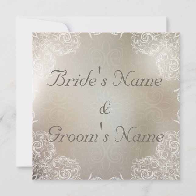Elegant Grey with White Swirls Wedding Invitation (Front)