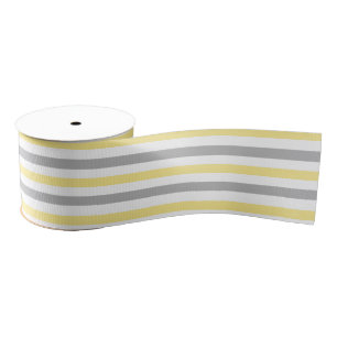 Elegant grey yellow stripes grosgrain ribbon