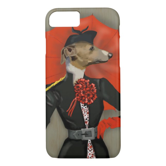 Elegant Greyhound and Red Umbrella Case-Mate iPhone Case (Back)