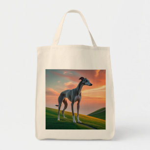 Elegant Greyhound Grocery Tote Bag