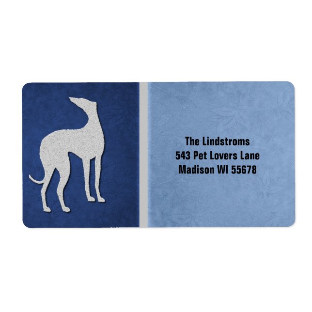 Elegant Greyhound Silhouette in Blue Custom (Front)