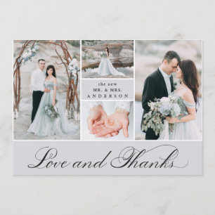 Elegant Grid   4 Photo Wedding Thank You