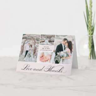 Elegant Grid 4 Photo Wedding Thank You Card
