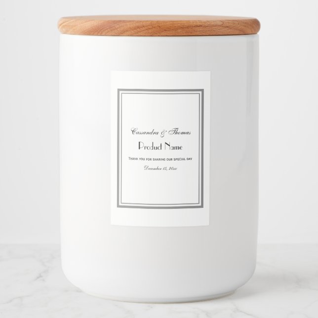 Élégant Gris encadré H Étiquette alimentaire (Devant)