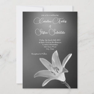 Elégant Gris Flower Wedding Day Invitation
