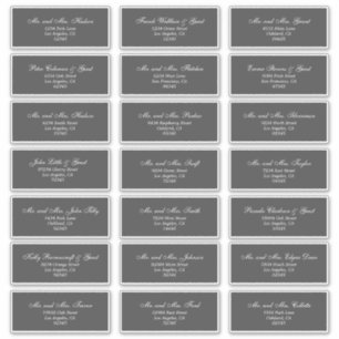 Elégant gris foncé blanc Étiquettes de adresse inv