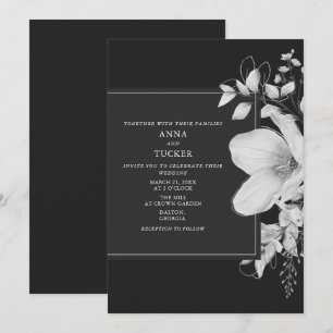 Elégant gris noir & blanc Faire-part de mariage