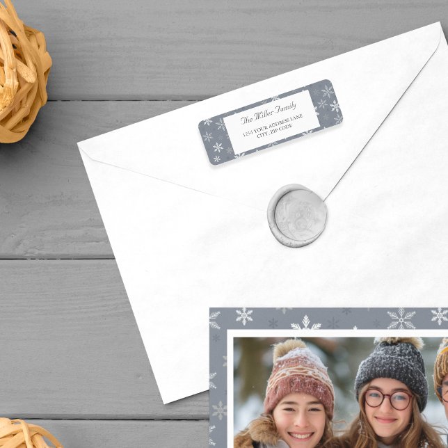 Élégant Gris Snowflakes Vacances hiver (Elegant Grey Snowflakes Holiday winter Label)