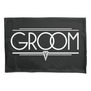 Elegant GROOM Lettering - Art Deco Contemporary Pillowcase