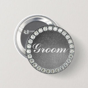 Elegant Groom silver glitter 2 Inch Round Button