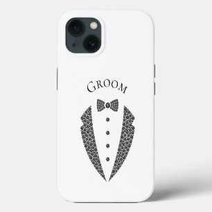 Elegant Groom Tuxedo Black White Wedding iPhone 13 Case