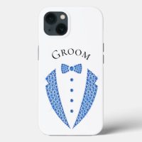 Elegant Groom Tuxedo Bllue Typography Wedding 