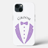 Elegant Groom Tuxedo Purple Typography Wedding