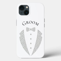 Elegant Groom Tuxedo Silver Typography Wedding