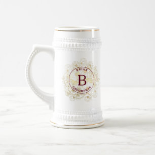 Elegant Groomsman Monogram Beer Stein