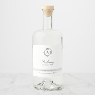 Elegant Groomsman Monogram Liquor Bottle Label