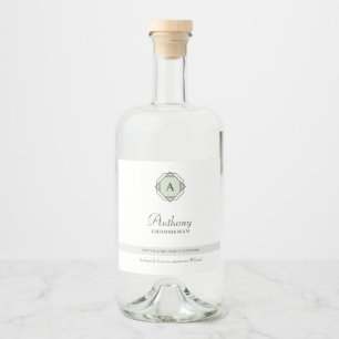 Elegant Groomsman Monogram Liquor Bottle Label