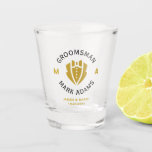 Elegant Groomsmen Best Man Gift Tuxedo Monogram Shot Glass<br><div class="desc">Celebrate your special day with this exquisite modern-inspired Groomsmen Gifts, the perfect blend of classic elegance and contemporary flair. These meticulously designed merchandises are a customized and personalized gift that adds a touch of sophistication to weddings, bachelor parties, engagement parties, and beyond. Each product can be personalized with your groomsmen's...</div>