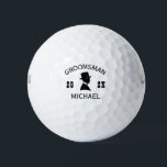Elegant Groomsmen Man Hat Suit Vintage Monogram Golf Balls<br><div class="desc">Celebrate your special day with this exquisite vintage-inspired Groomsmen Gifts, the perfect blend of classic elegance and contemporary flair. These meticulously designed merchandises are a customized and personalized gift that adds a touch of sophistication to weddings, bachelor parties, engagement parties, and beyond. Each product can be personalized with your groomsmen's...</div>