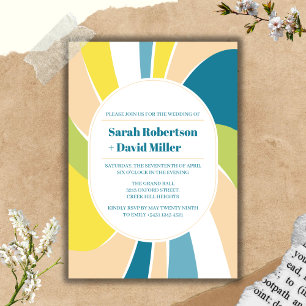 Elegant Groovy Abstract Waves Wedding Invitation