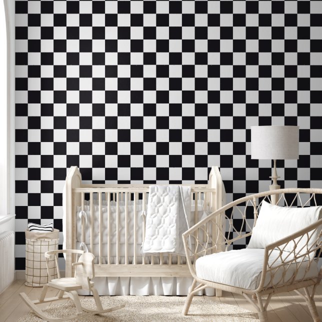 Elegant Groovy Seamless Black White Pattern Decor Wallpaper (Kids)
