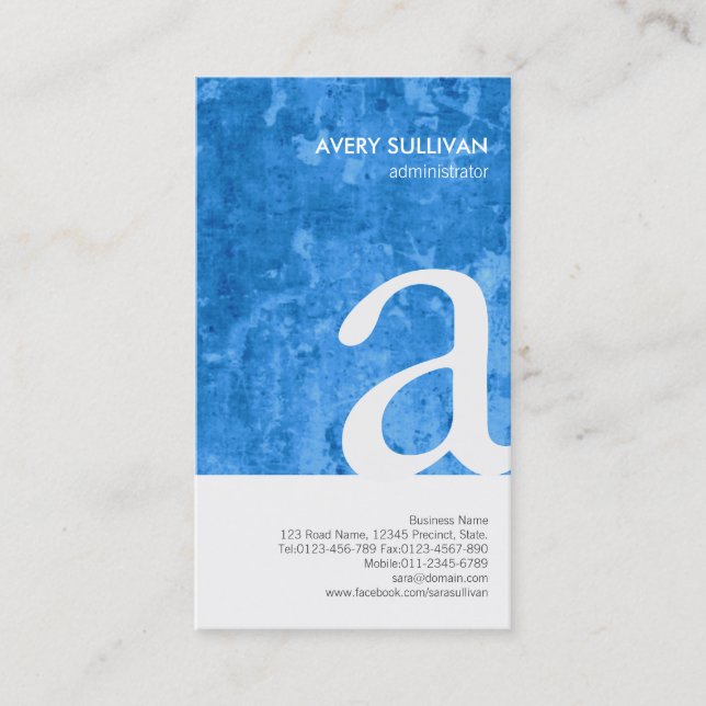 Elegant Grunge Texture Monogram Business Card (Front)