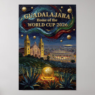 Elegant Guadalajara Soccer Art 2026 Stadium Poster