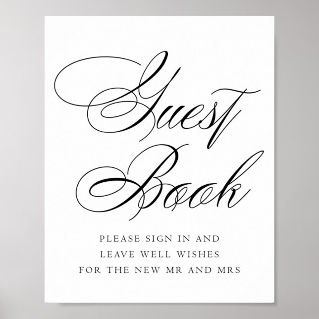 Elegant Guest Book Black Calligraphy | Wedding (Front)