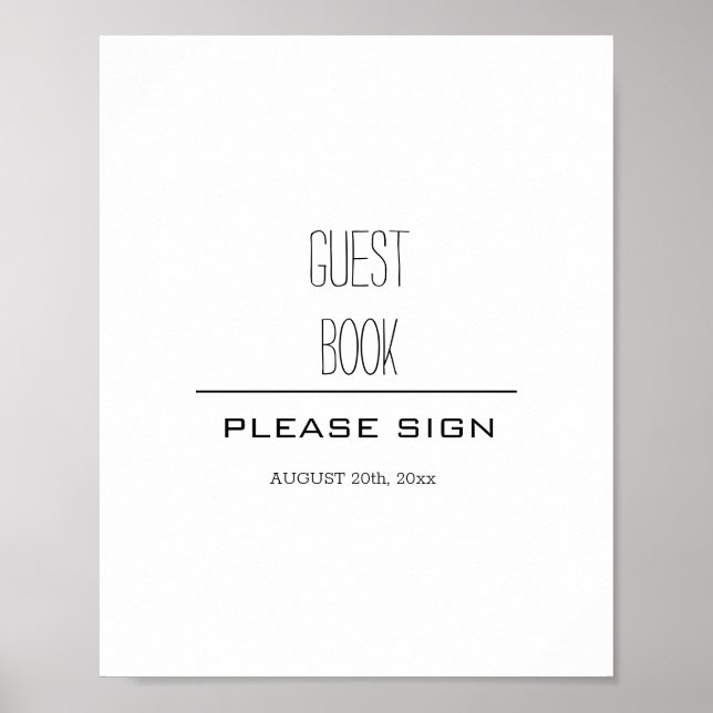 Elegant Guest Book Sign Poster (Front)