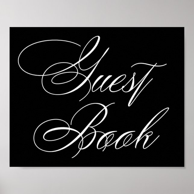 Elegant Guest Book White Calligraphy | Chic Sign (Front)