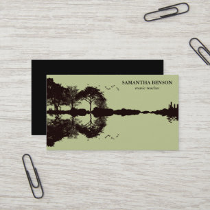 Elegant Guitar Lake Shadow Landscape Music Love Business Card