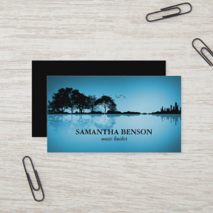 Elegant Guitar Lake Shadow Landscape Music Love  Business Card