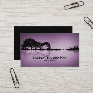 Elegant Guitar Lake Shadow Landscape Music Love  Business Card
