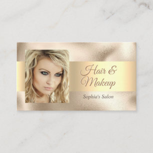 Elegant Hair & Makeup Salon, DIY Name & Info, Gold Business Card