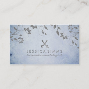 elegant hair stylist hairstylist silver leaves business card